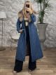 Maxi Denim Fur Details Jacket/Blue