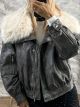 Eco Leather Fur Jacket/Grey