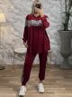 Velvet Leopard Stripe Set/Burgundy
