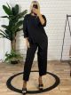 Cottton Buttons Asymmetrical Set/Black