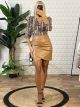 Wrap Mini Leather Skirt/Camel