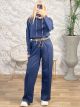 Viscose Double Waistband Set-3155/Dark Blue