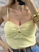 Gold Starfish & Beads Top/Yellow