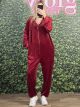 Velvet Oversized Bodysuit/Burgundy