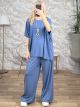 Plus Size Viscose Ripped Set/Blue