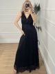Maxi Elastic Lace Dress/Black