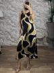 Satin Sleeveless Midi Dress-2779/Black