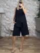 Asymmetrical Sleeveless Shorts Set-1622/Black