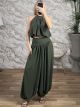 Balloon HalterNeck Top&Pants Set-10822/Khaki