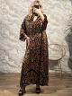  Viscose Tunic Maxi Dress-7282/Black&Chocolat