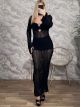 Knitted Lurex GoldPin Maxi Dress-8535/Black