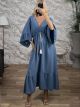 Big Ruffled Sleeves Maxi Dress/Indigo