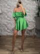 Strapless Satin Playsuit/Green