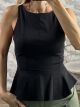 Elastic Peplum Top-39464/Black