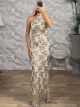Sequinned Mermaid Maxi Dress-6436/Beige