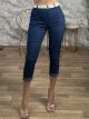 Highwaist Elastic Belt Pants-7582/Navy Blue