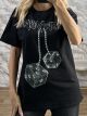 NEW YORK Strassed Cotton T-Shirt-5177/Black