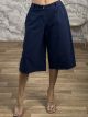 Wide Cotton Long Shorts-2404/Navy Blue
