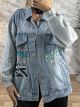 Oversized Denim Hooded Jacket-30050/Blue