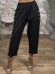 Viscose Pants-Gold Buttons/Dark Grey