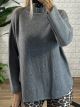 SuperSoft Elastic Turtleneck Sweater/Grey