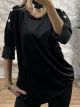 Velvet Buttons Loose Top-92375/Black
