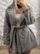Furry Textured Belt Jacket-1966/Grey
