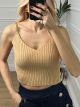 Chain Knitted Top/Beige