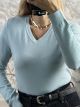 Viscose Knitted Ve Top-508/Ciel