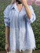 Lace & Striped Oversized Shirt/Ciel