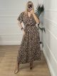 Animal Shortsleeves Dress/Big Leopard