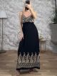 Embroidered Cotton Maxi Dress-2636/Black
