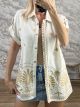 Embroidered Linen&Cotton Shirt-80038/White