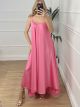 Oversized Satin Maxi Dress/Pink