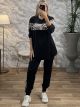 Velvet Leopard Stripe Set/Black