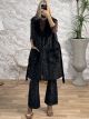 Fur Pockets Sleeveless Jacket/Black