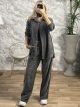 Velvet Shirt Set-3185/Grey