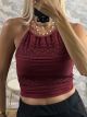 Lace Cups Crop Top/Burgundy