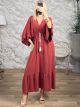 Big Ruffled Sleeves Maxi Dress/Red
