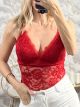 Lace Cups Bodysuit/Red