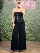 Strapless Pleated Jumpsuit/Black