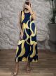 Satin Sleeveless Midi Dress-2779/Blue