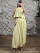 Balloon HalterNeck Top&Pants Set-10822/Yellow