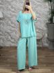 ShortSleeve Necklace Pants Set-3587/Veraman