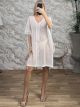 ShortSleeves Ve Knitted Dress-06/White