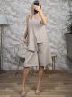 Asymmetrical Sleeveless Shorts Set-1622/Beige