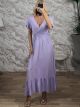 Viscose ShortSleeve Maxi Dress-25385/Lila