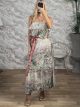 DoubleRuffled Silk Top&Skirt Set/Khaki