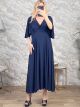 Plus Size WrapFront Midi Dress/Navy Blue