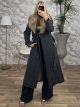 Maxi Denim Fur Details Jacket/Grey